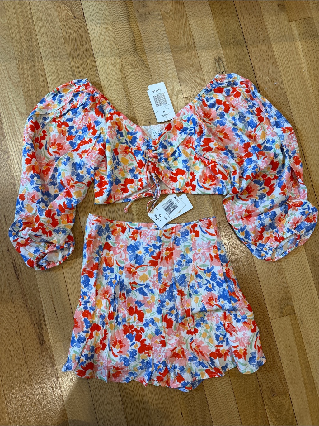 L*Space Floral Tie-Front Crop Top And Shorts Set